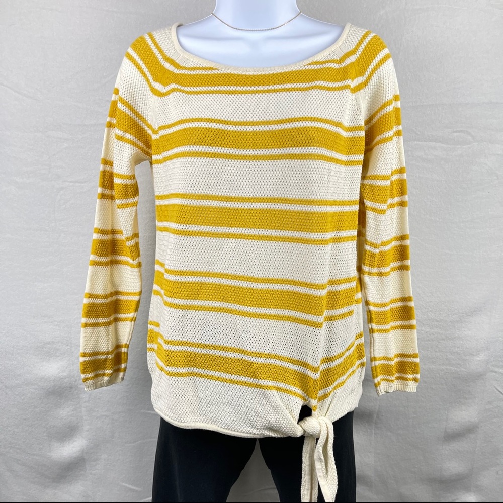 Maurices Yellow Striped Long Sleeve Knit Shirt